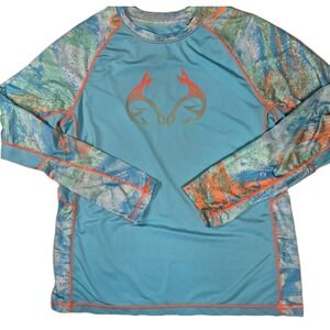 Realtree Aspect Baja Blue/Sunset Long Sleeve Pullover Youth XL Beachy Good Cond